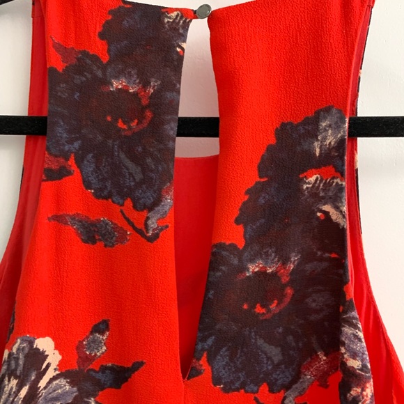 Free People Size 2 Cherry Red Floral Flutterby Fit & Flare Dress Back Keyhole - Picture 8 of 11